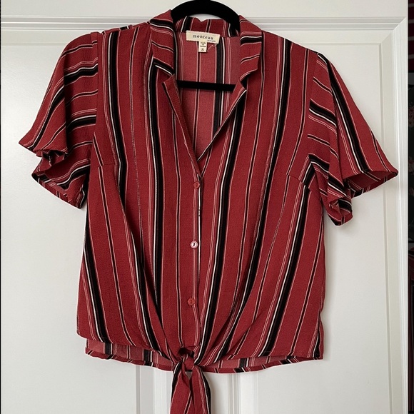 Short sleeve collared tie blouse - Picture 1 of 3